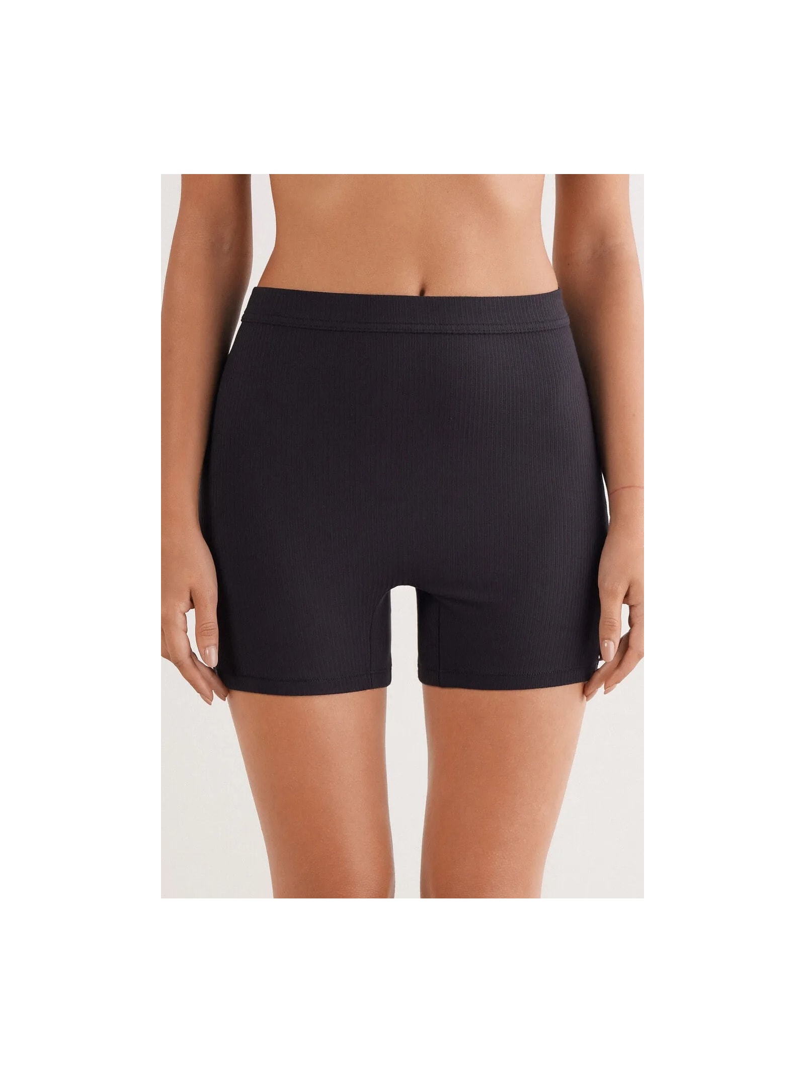 Shorts Ciclista Canelado Em Viscose Your Everyday Wear Preto Intimissimi