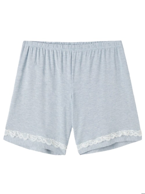 Shorts De Modal Com Detalhes De Renda - Azul