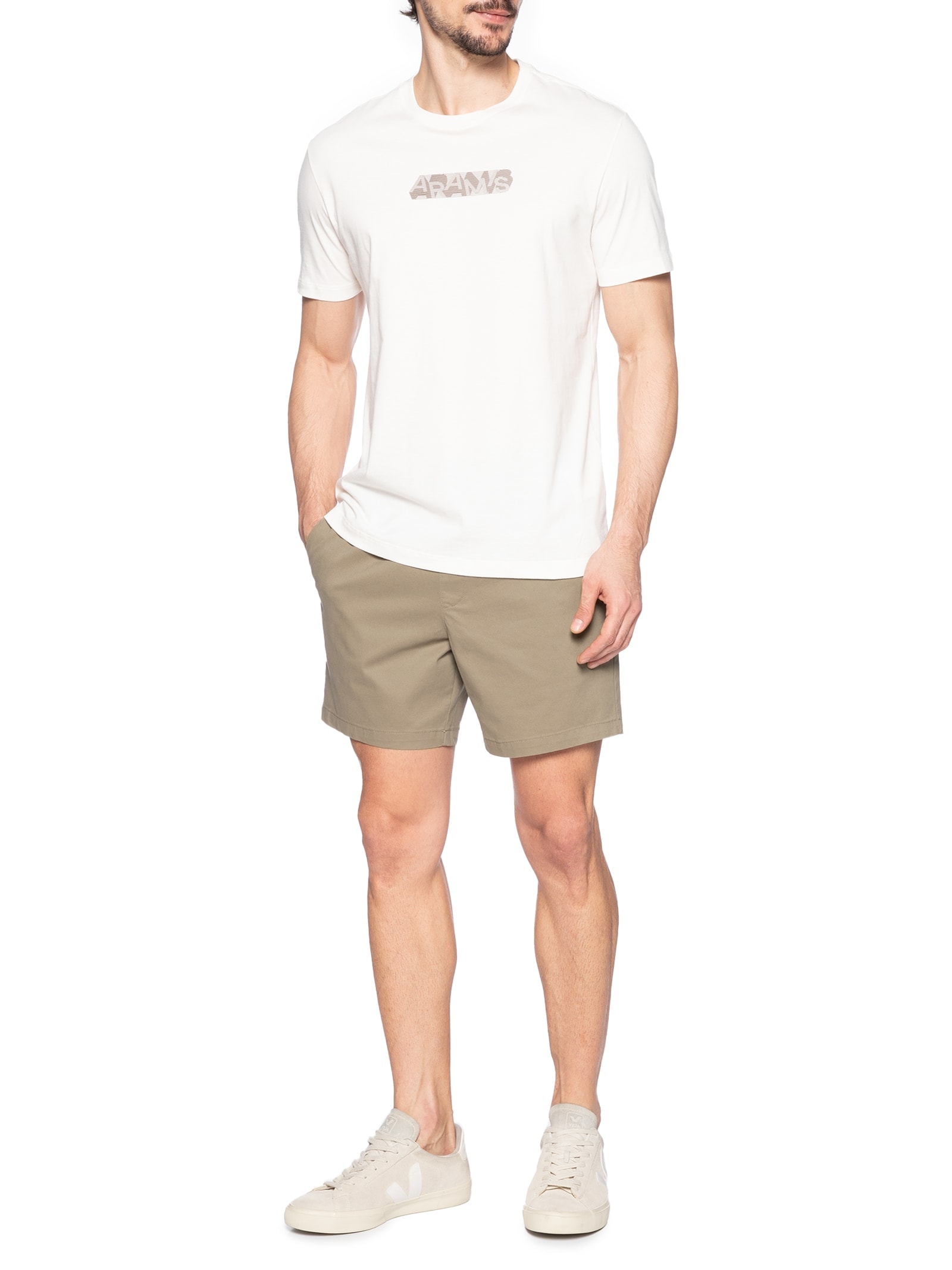 Shorts De Praia Com Elástico Color Mini Print Marrom Aramis
