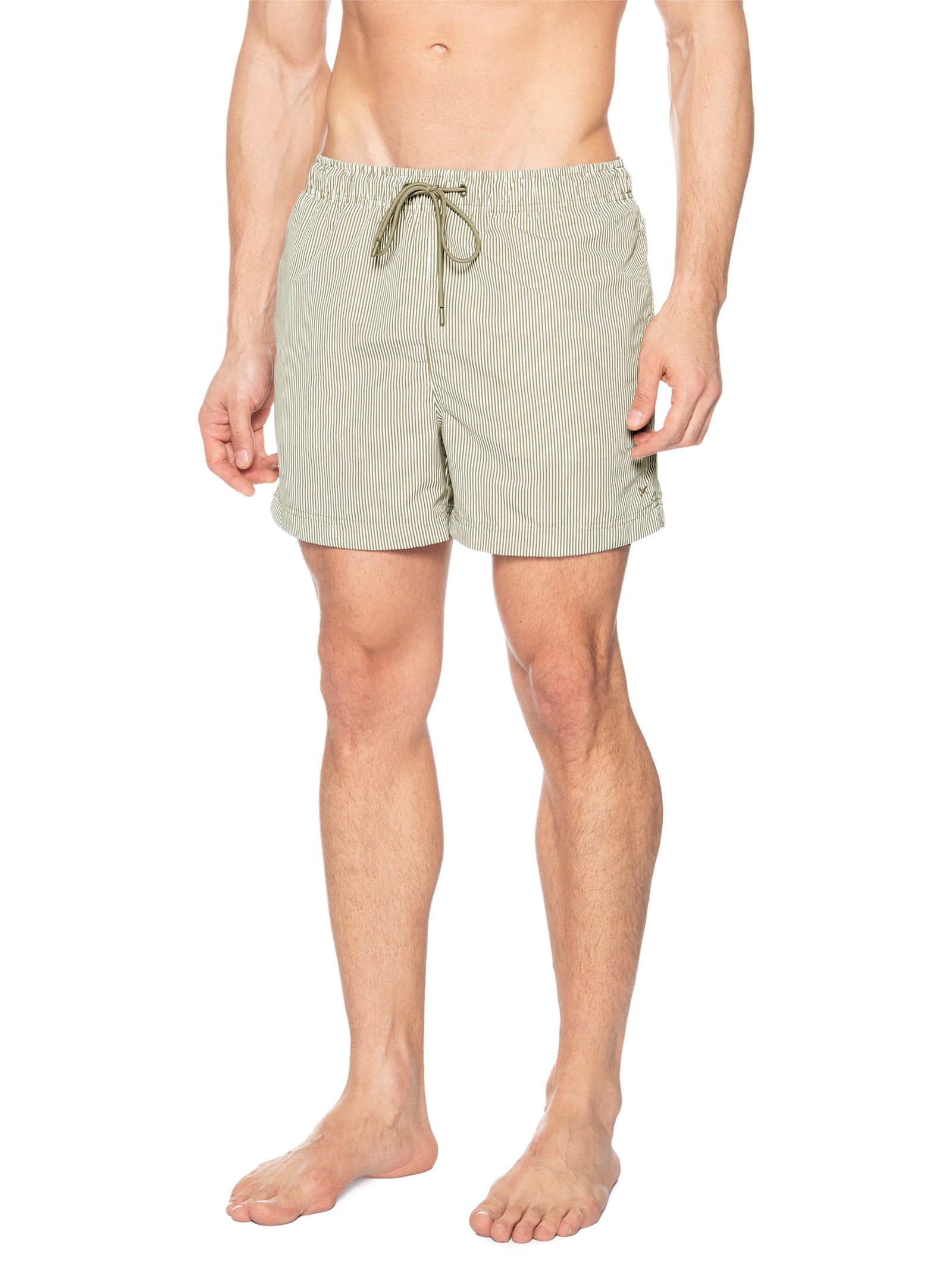 Shorts de Praia Masculino Listrado Verde Hering