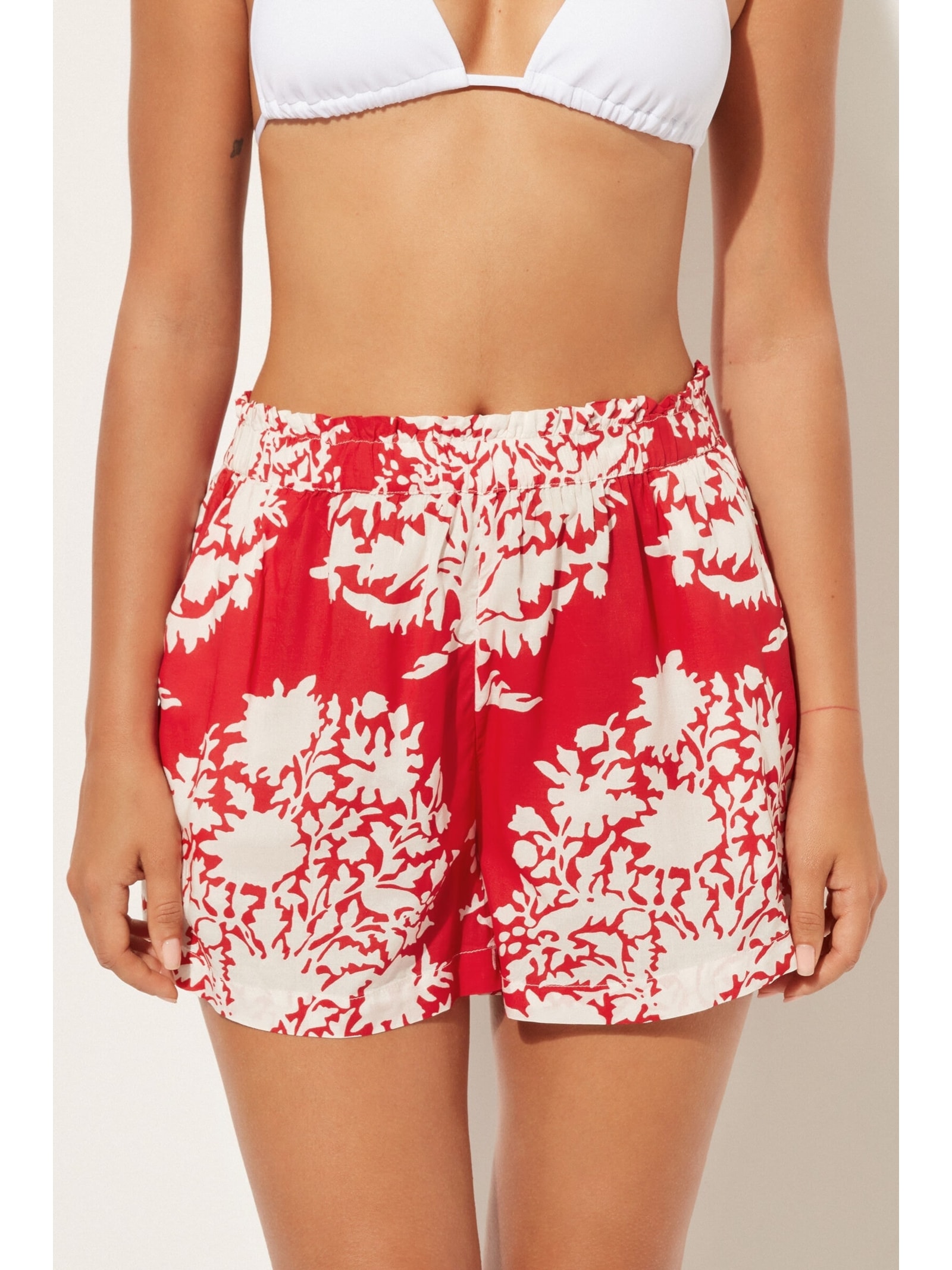Shorts Em Algodão Vermelho Calzedonia