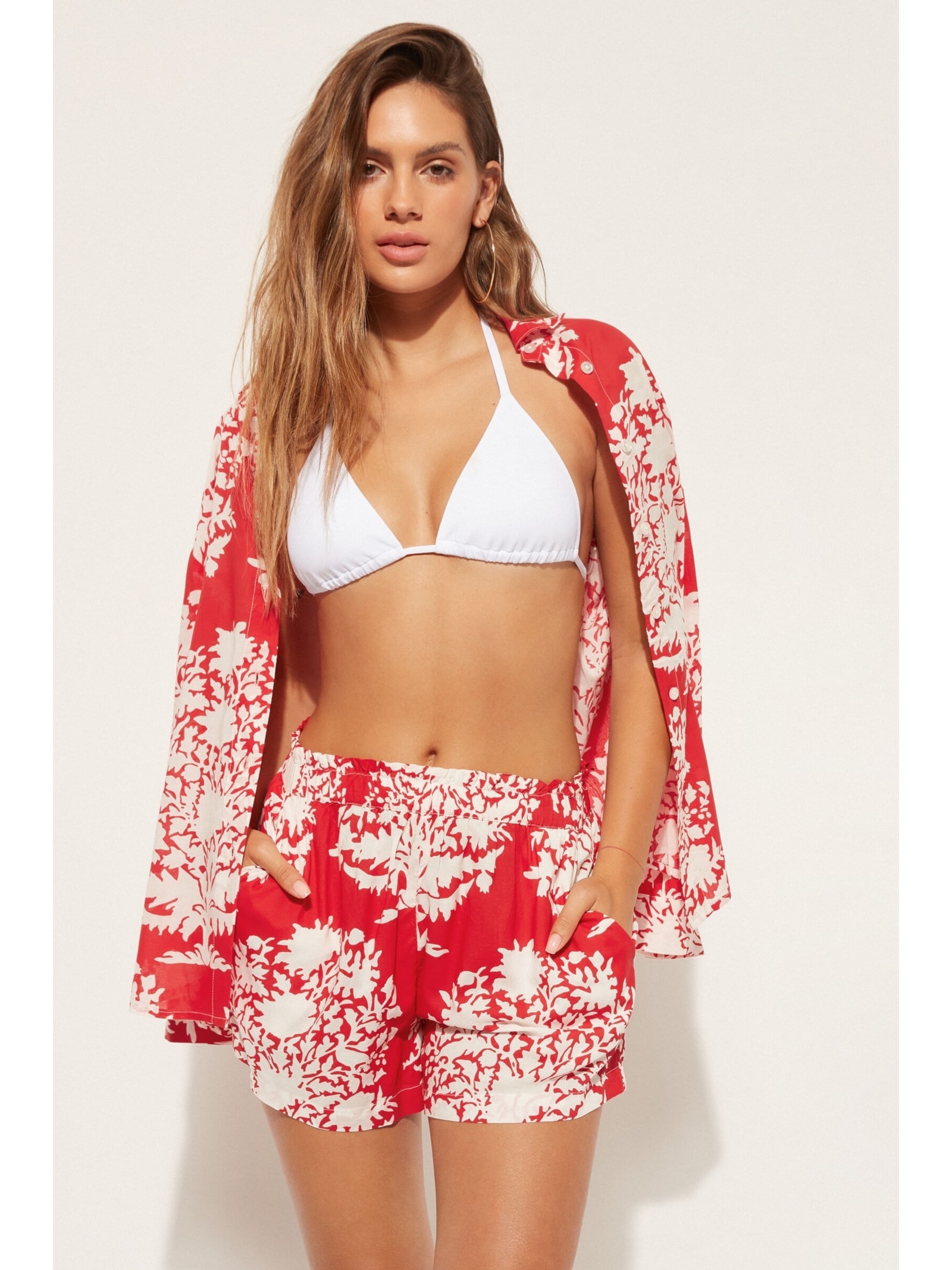 Shorts Em Algodão Vermelho Calzedonia