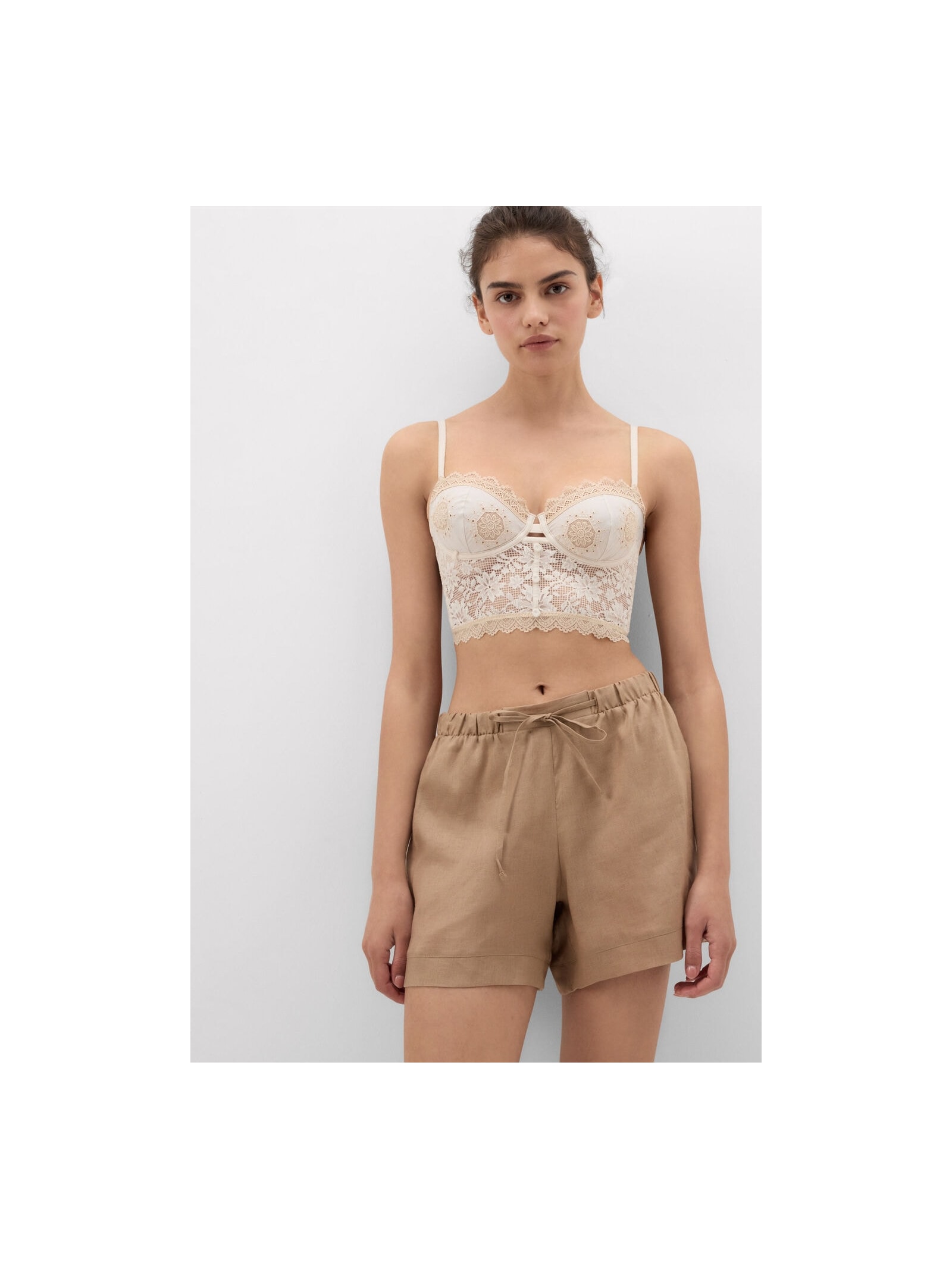 Shorts Em Linho Bege Intimissimi