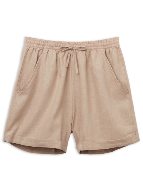 Shorts Em Linho e Viscose – Bege