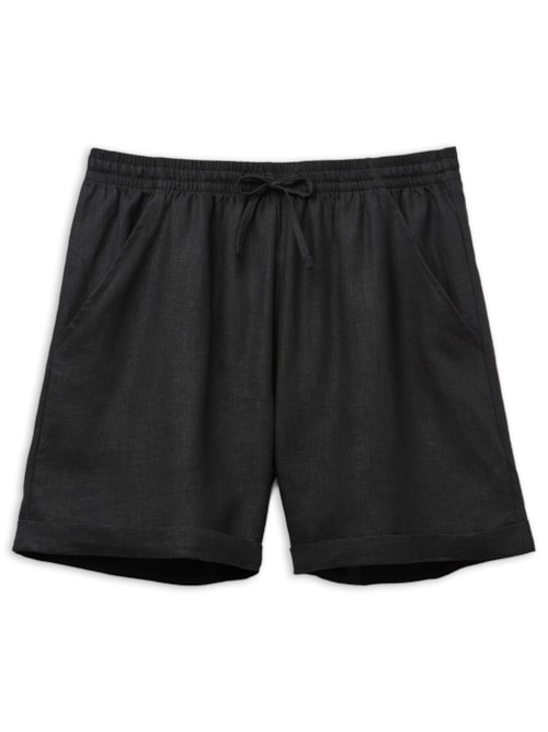Shorts Em Linho e Viscose – Preto
