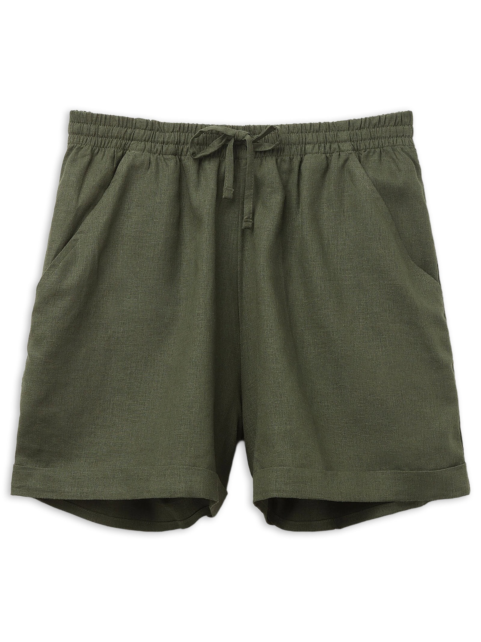 Shorts Em Linho e Viscose Verde Calzedonia
