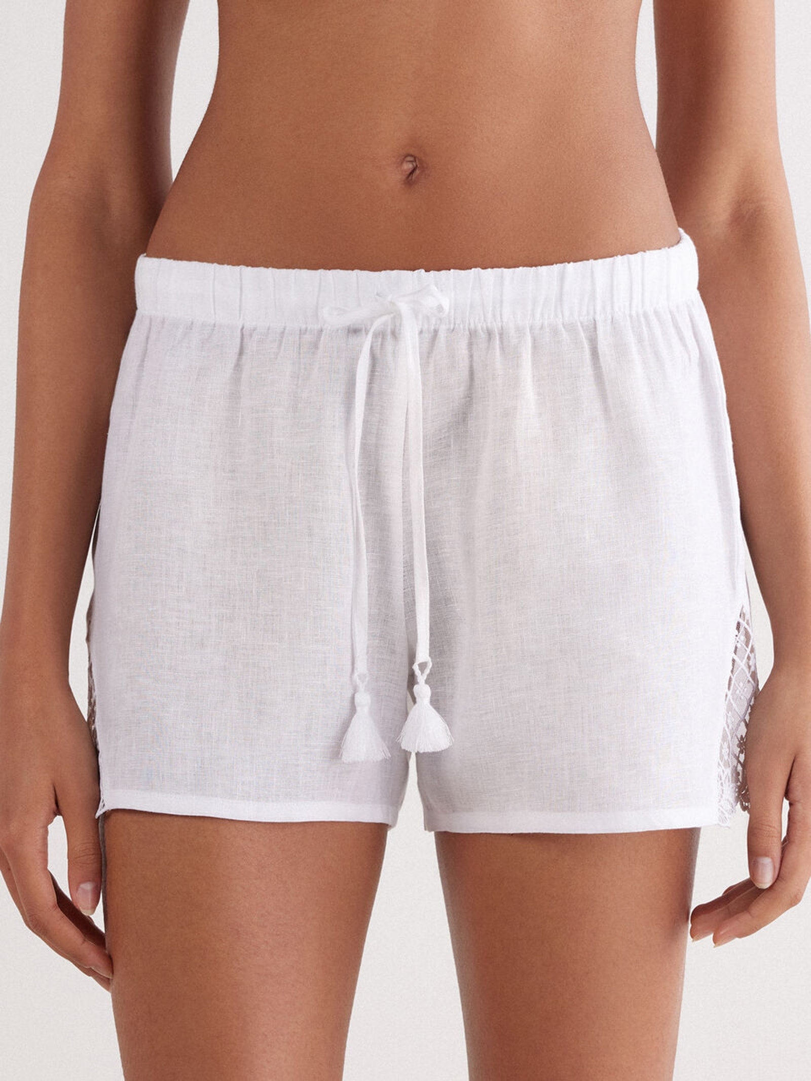 Shorts Em Linho Sophisticated Allure Branco Calzedonia