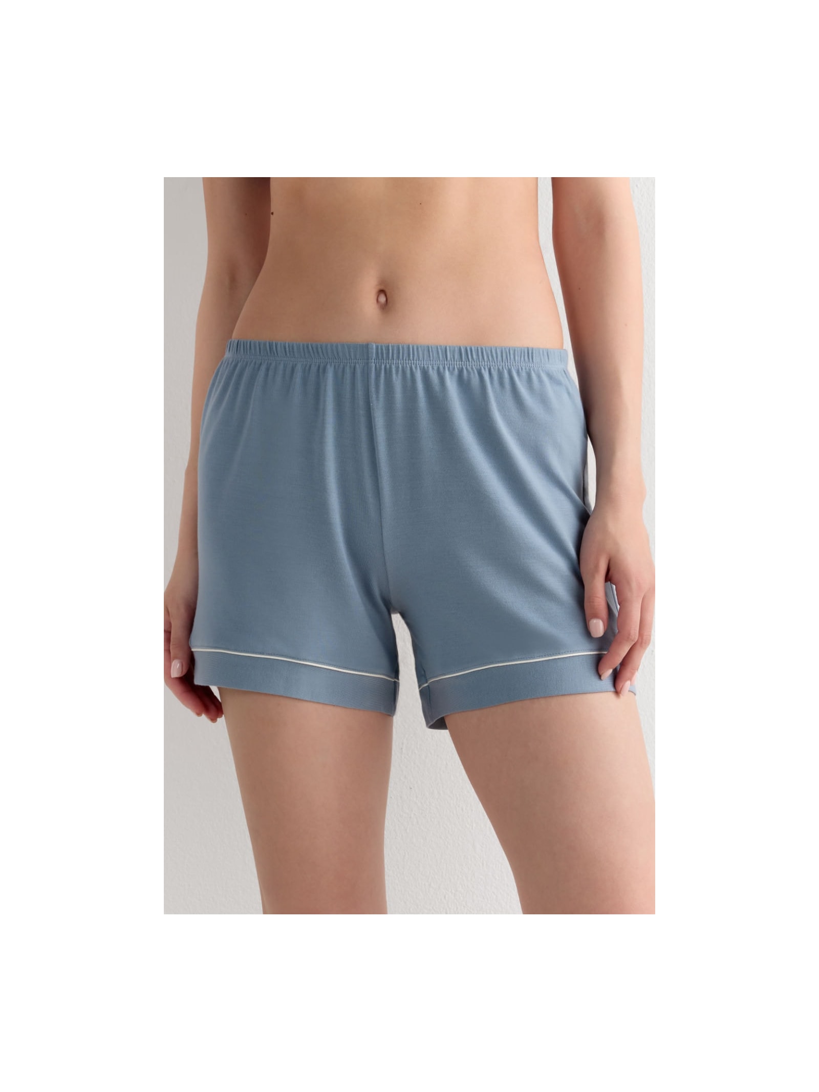 Shorts Em Modal Com Detalhes Contrastantes Azul Intimissimi