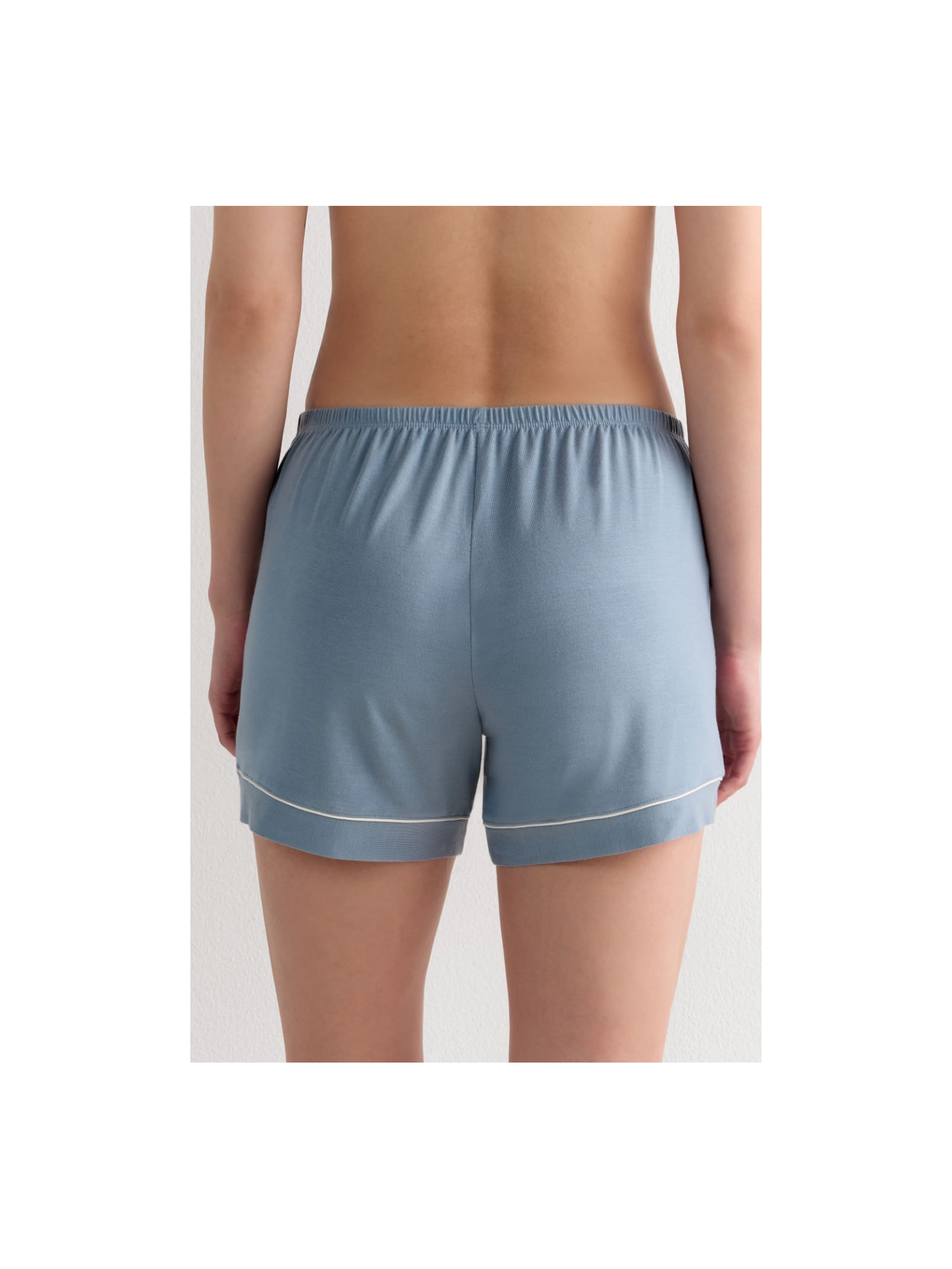 Shorts Em Modal Com Detalhes Contrastantes Azul Intimissimi