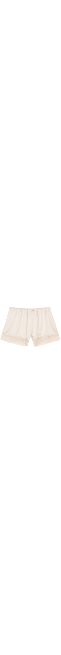 Shorts Em Seda Com Renda - Off-White