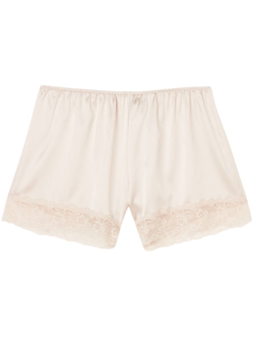 Shorts Em Seda Com Renda – Off-White
