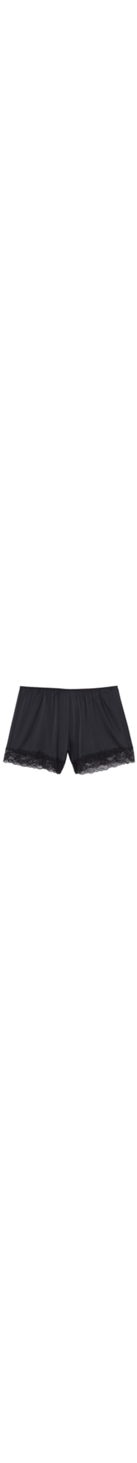 Shorts Em Seda Com Renda - Preto
