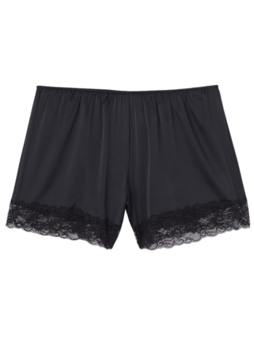 Shorts Em Seda Com Renda – Preto