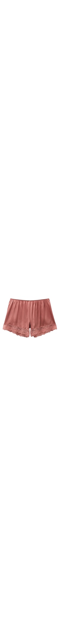 Shorts Em Seda Com Renda - Rosa