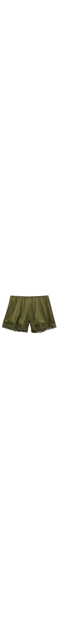 Shorts Em Seda Com Renda - Verde