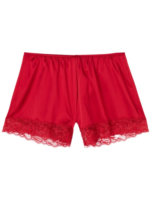 Shorts Em Seda Com Renda – Vermelho