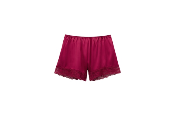Shorts Em Seda e Renda - Bordô