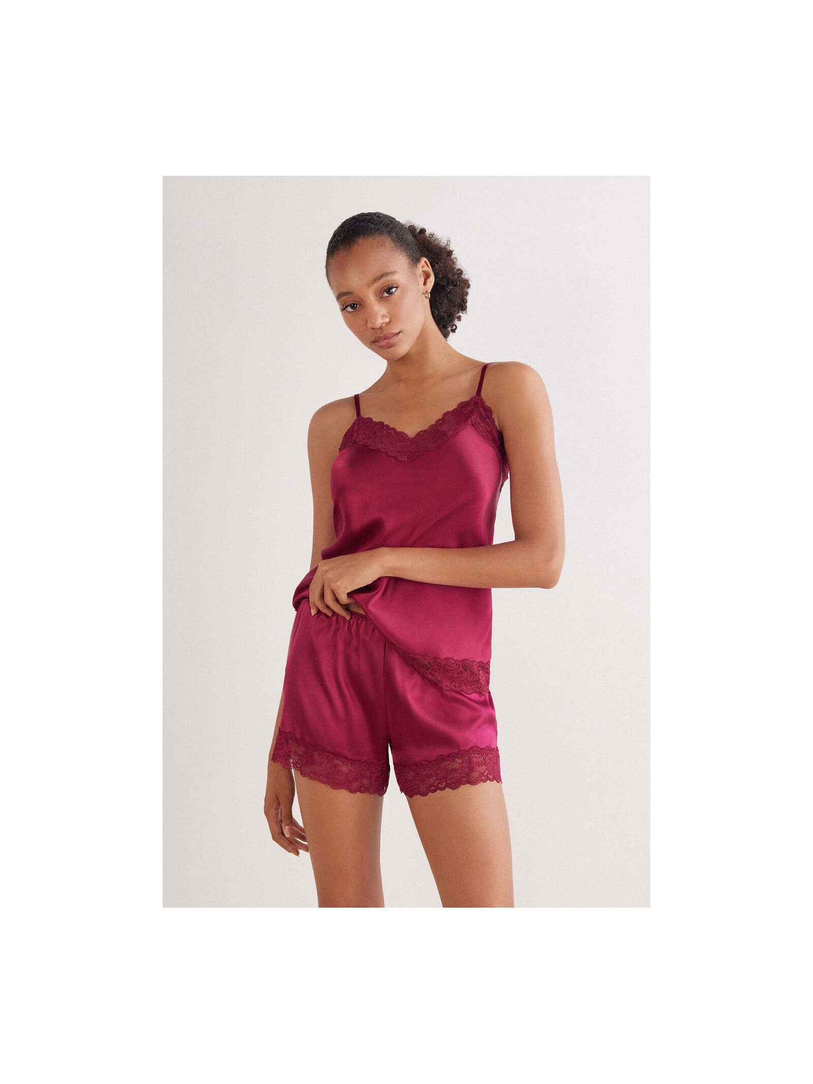 Shorts Em Seda e Renda Bordô Intimissimi