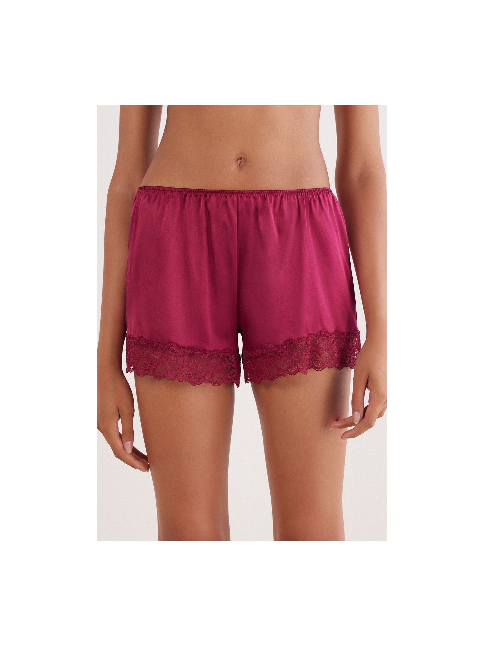 Shorts Em Seda e Renda Bordô Intimissimi
