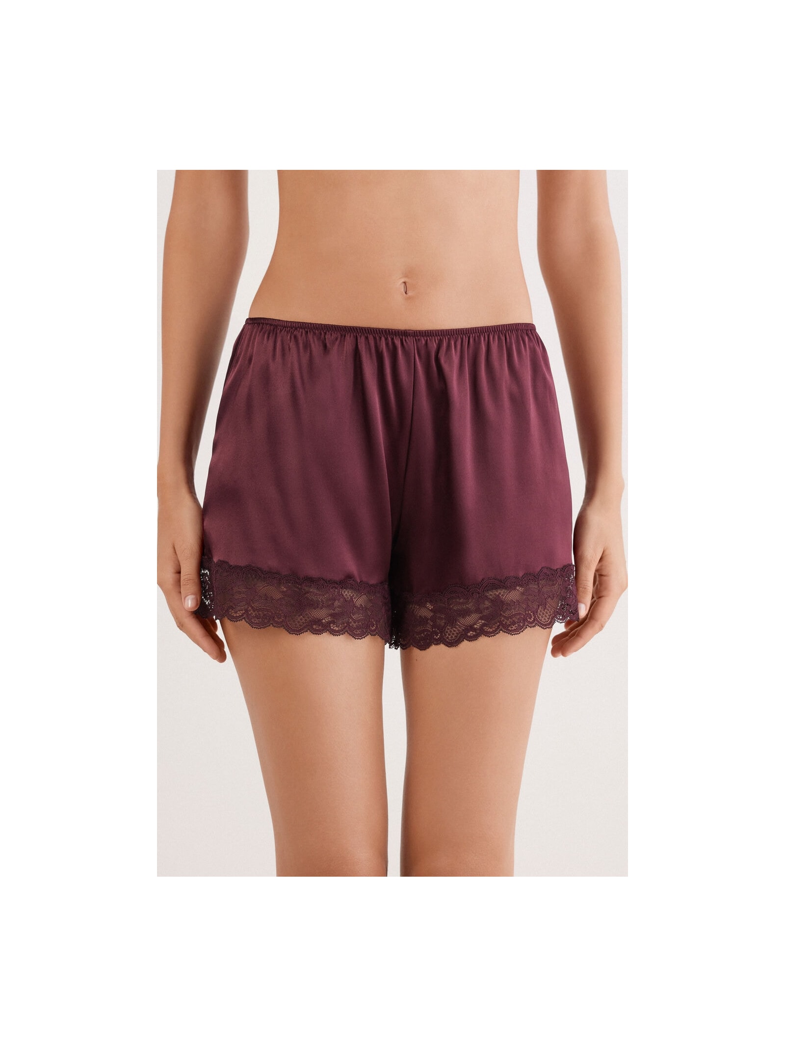 Shorts Em Seda e Renda Bordô Intimissimi