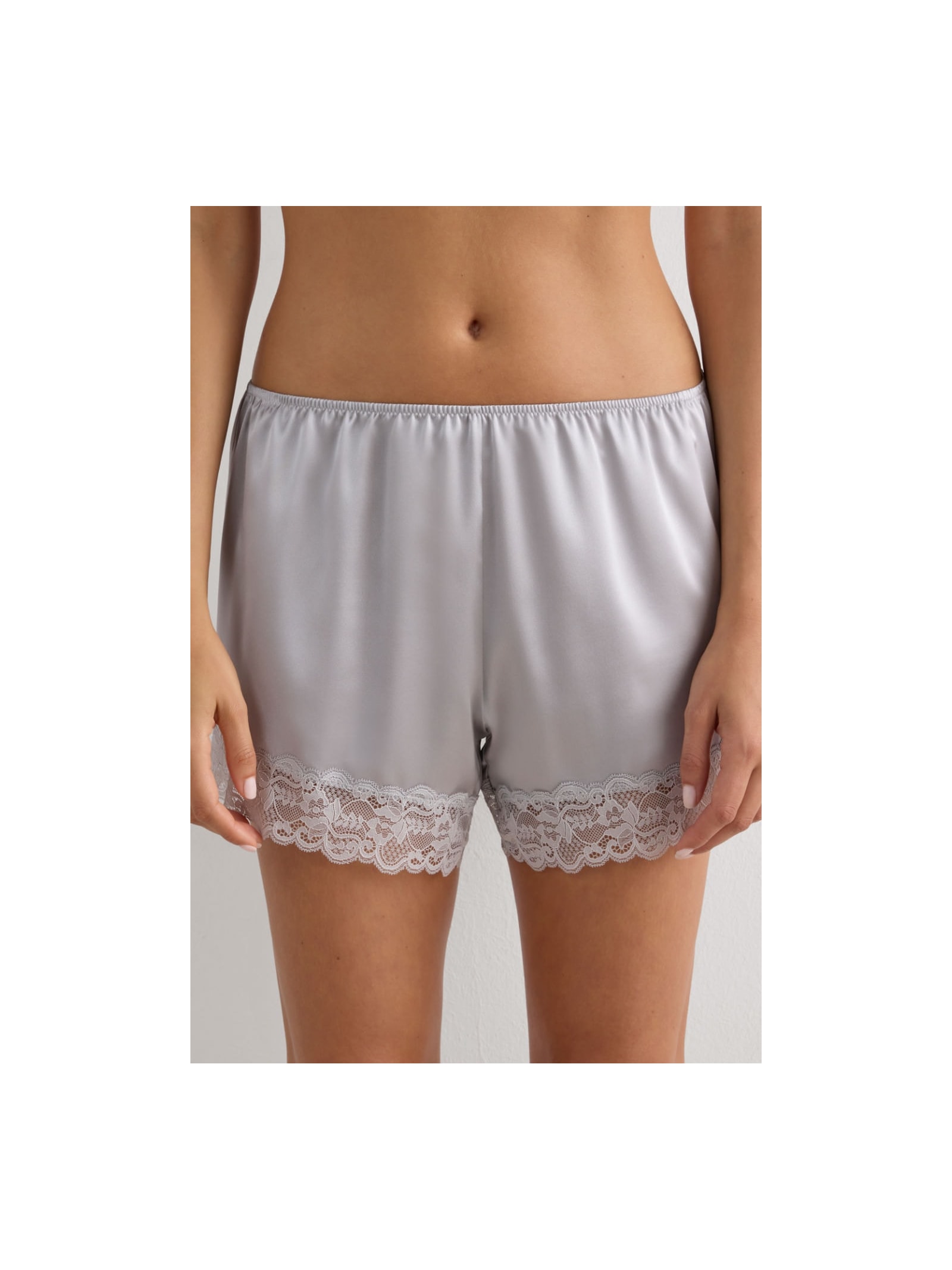 Shorts Em Seda e Renda Cinza Intimissimi