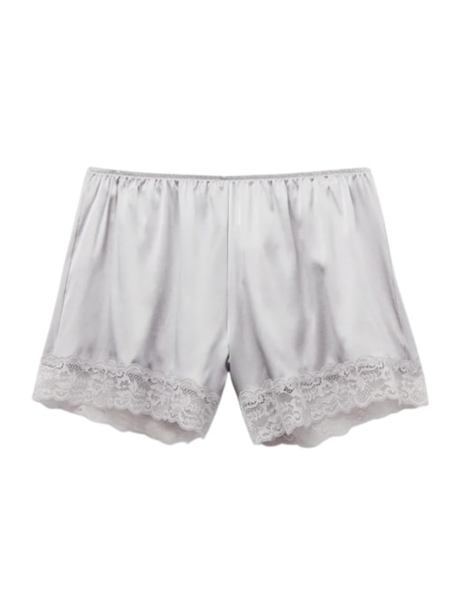 Shorts Em Seda e Renda – Cinza