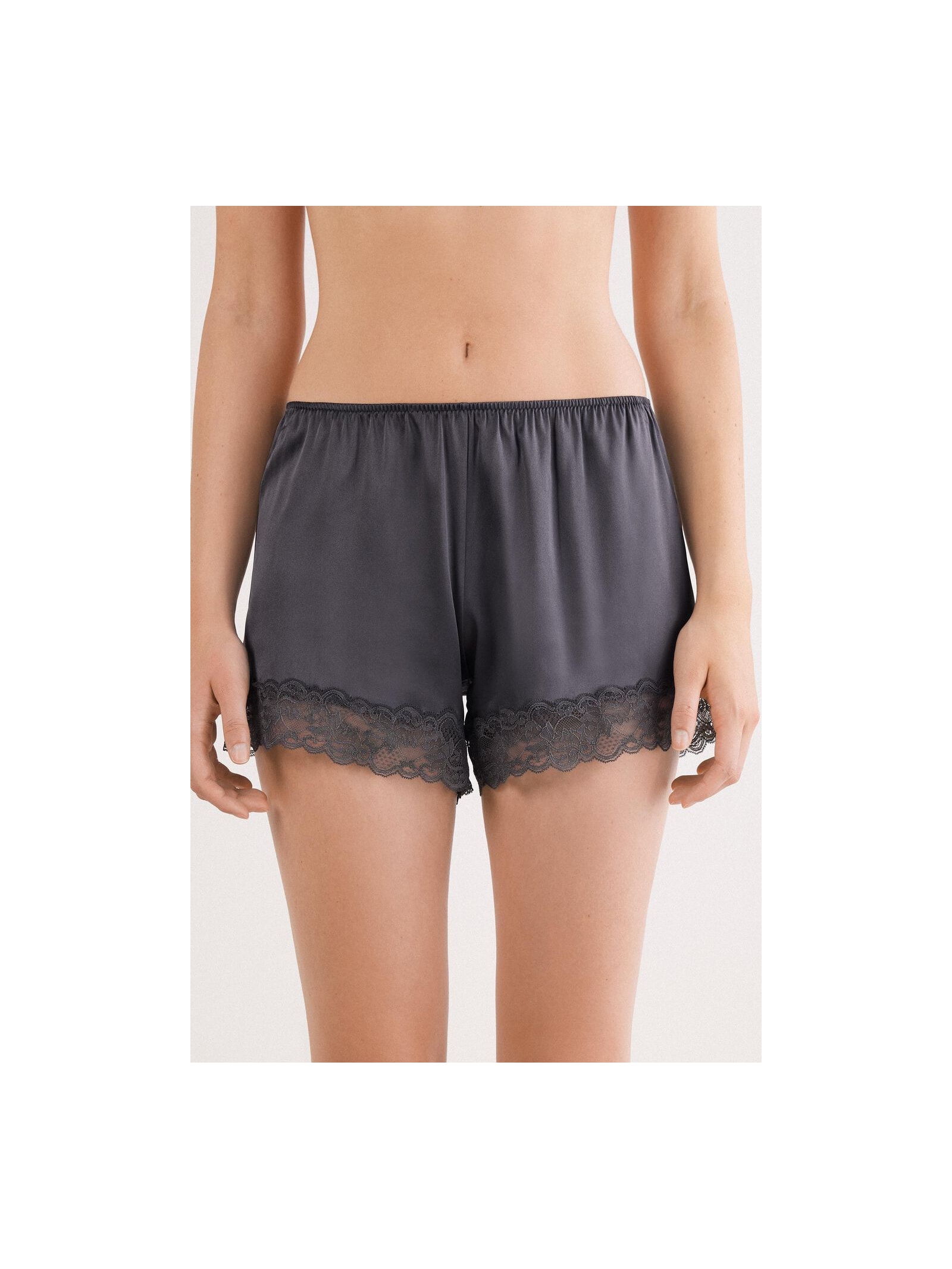 Shorts Em Seda e Renda Cinza Intimissimi