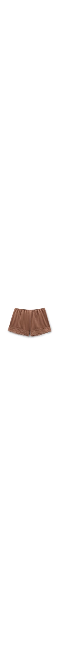 Shorts Em Seda e Renda - Marrom