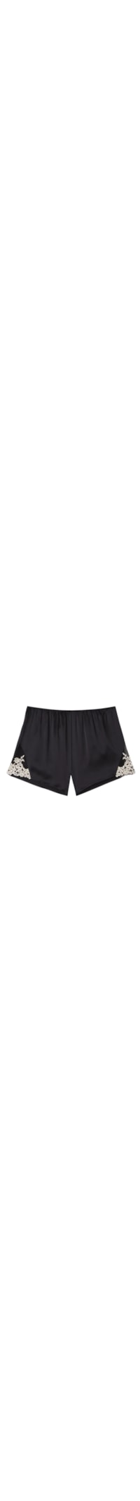 Shorts Em Seda Pretty Flowers - Preto