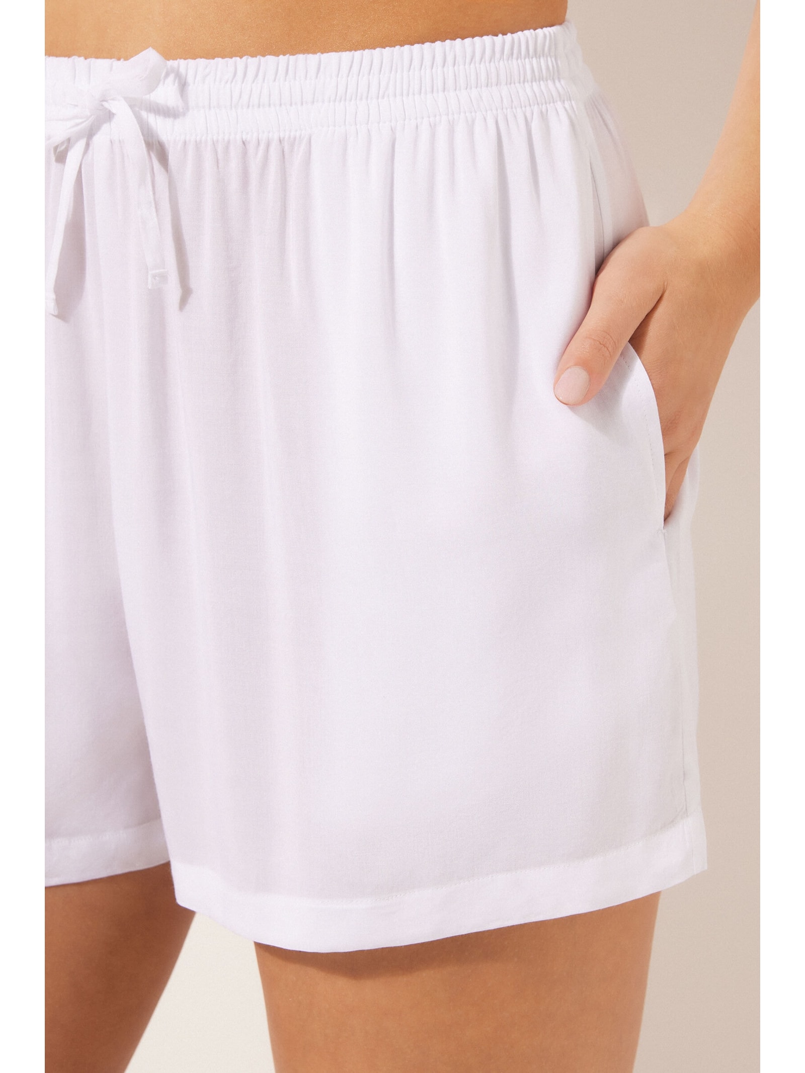 Shorts Em Viscose Branco Calzedonia