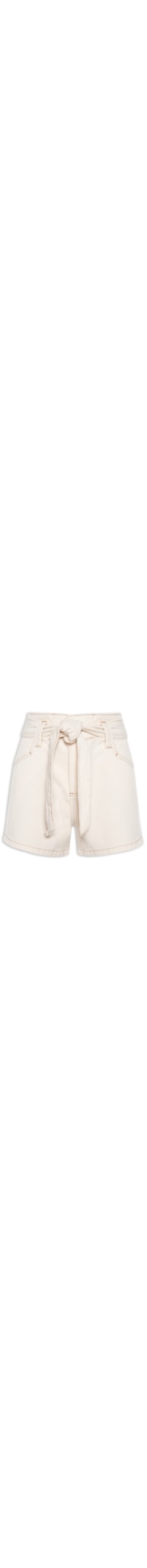 Shorts Feminino Cintura Alta Em Sarja Com Cinto - Off White