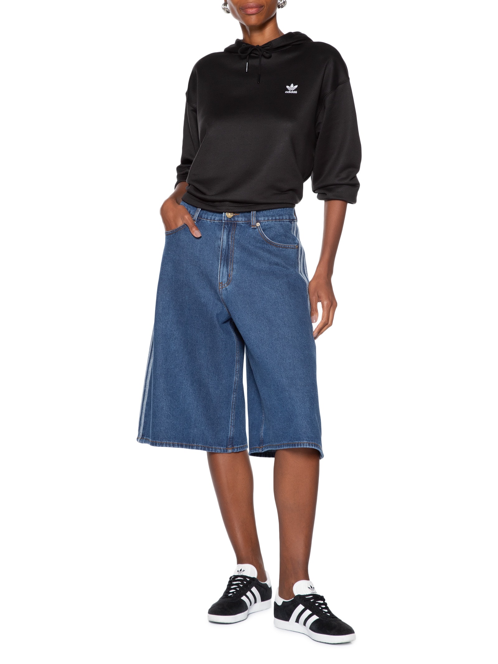 Shorts Feminino Firebird Jort Denim Azul Adidas Originals