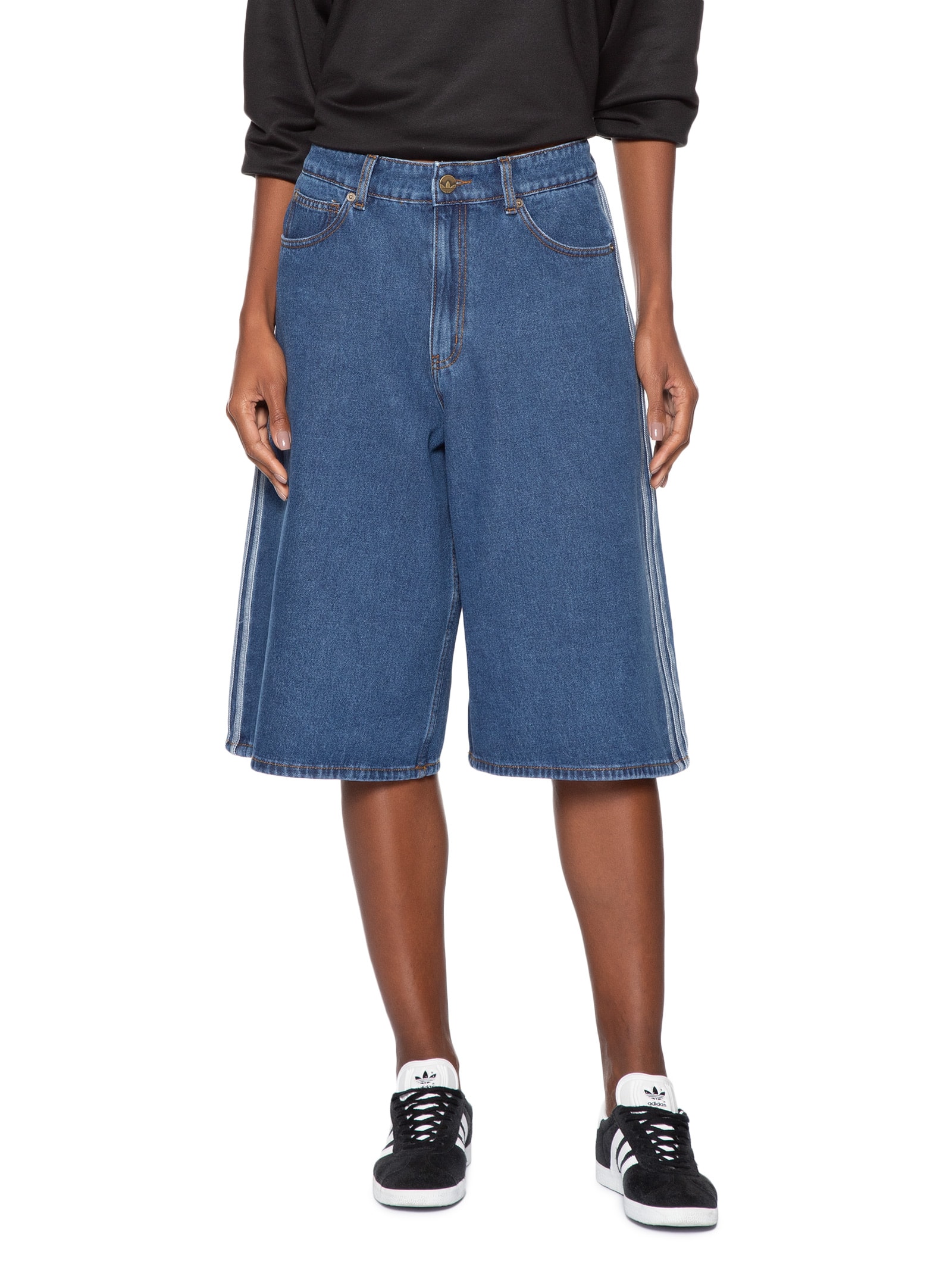 Shorts Feminino Firebird Jort Denim Azul Adidas Originals