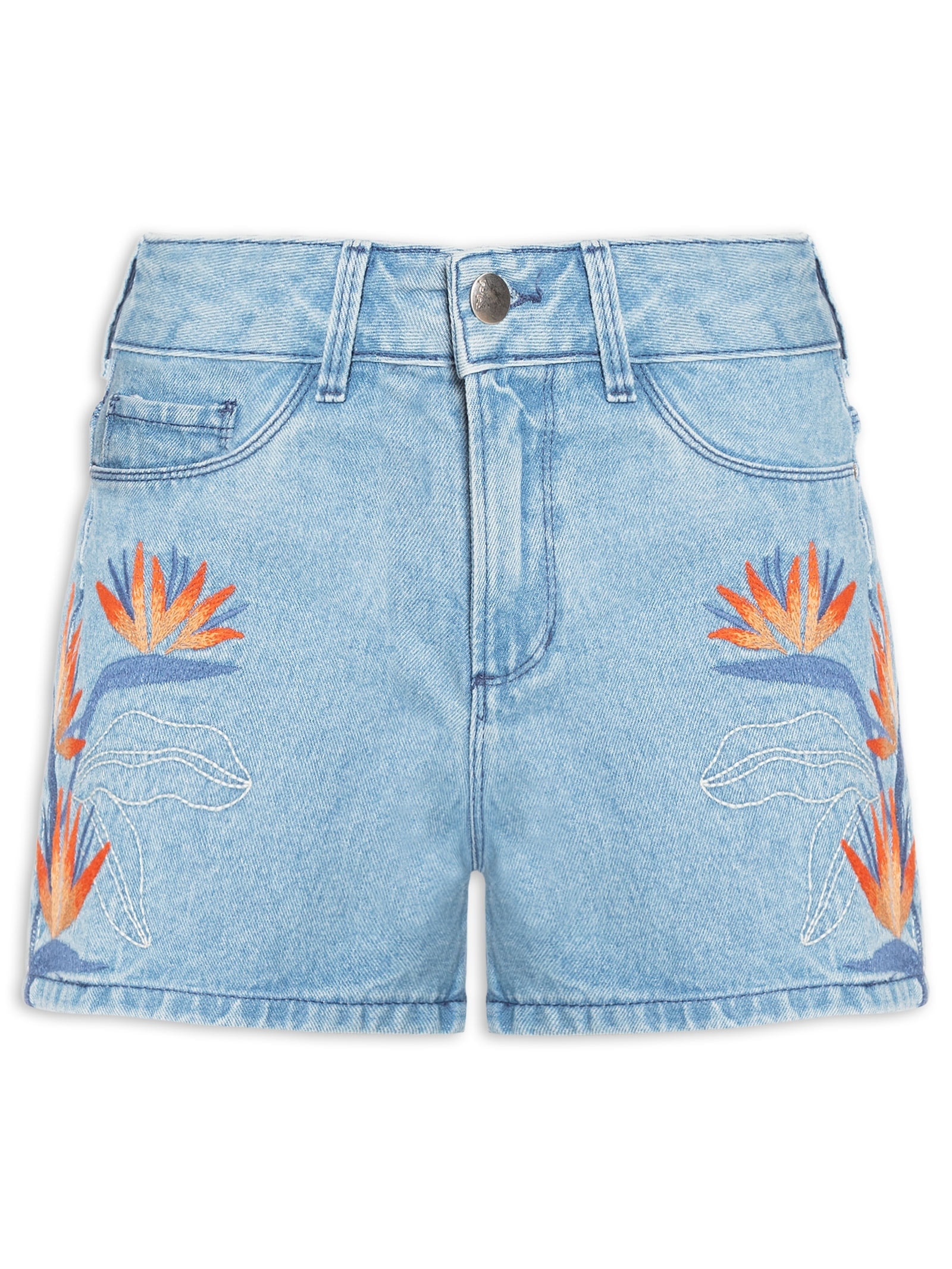 Shorts Feminino Jeans Bordados Azul Lez A Lez