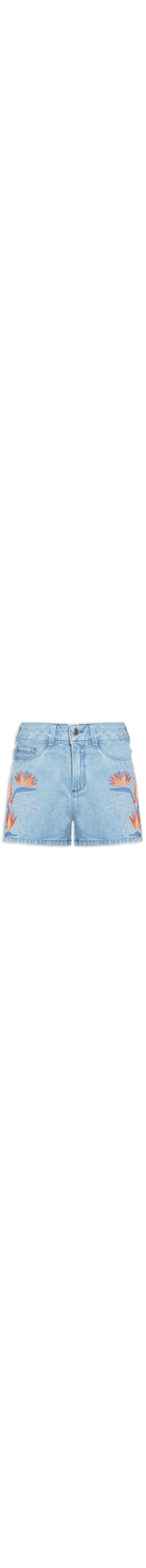 Shorts Feminino Jeans Bordados - Azul