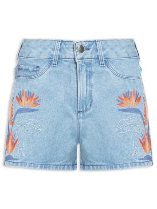 Shorts Feminino Jeans Bordados – Azul