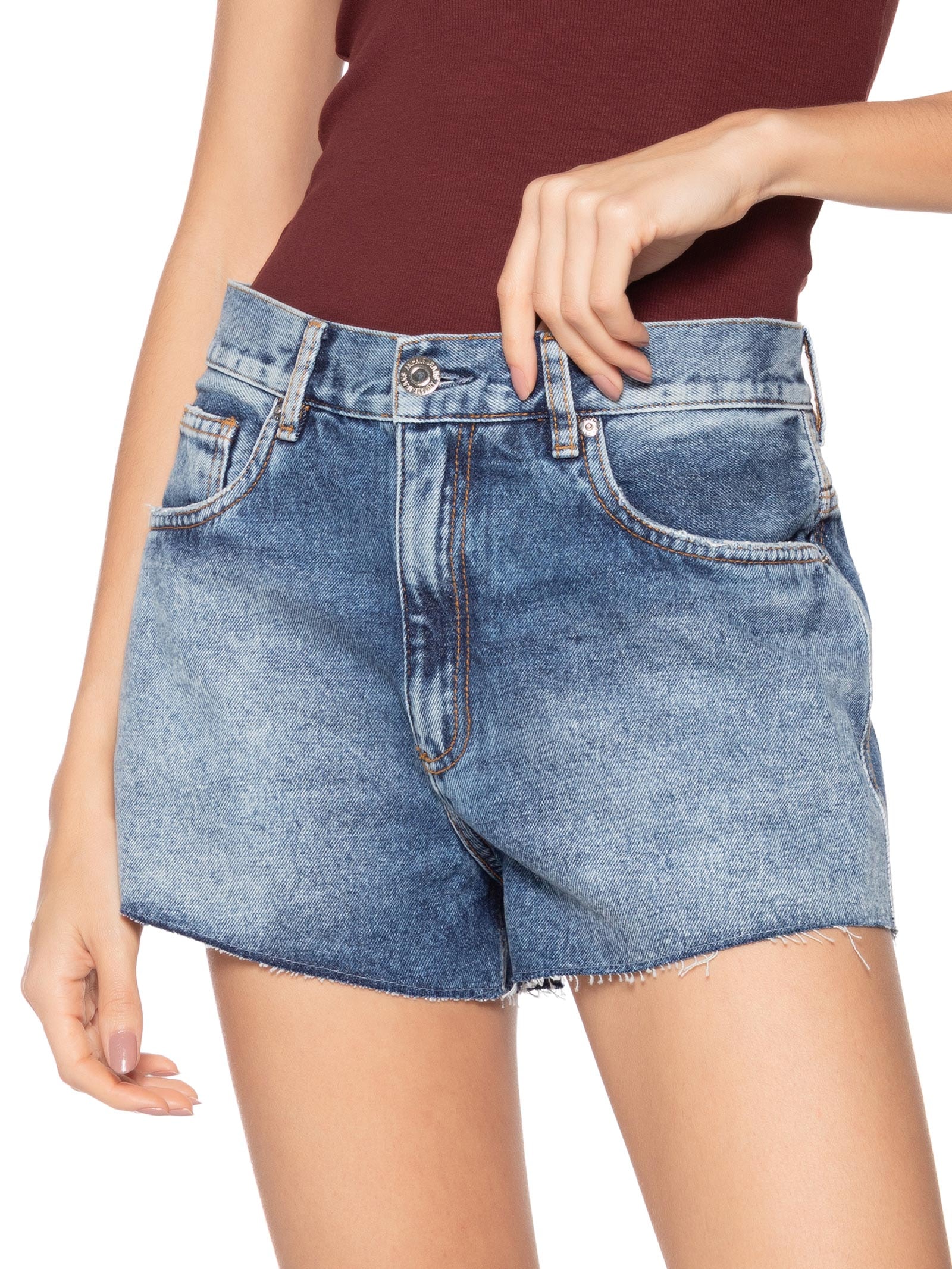 Shorts Feminino Jeans Boy Barra a Fio Azul  Animale Jeans