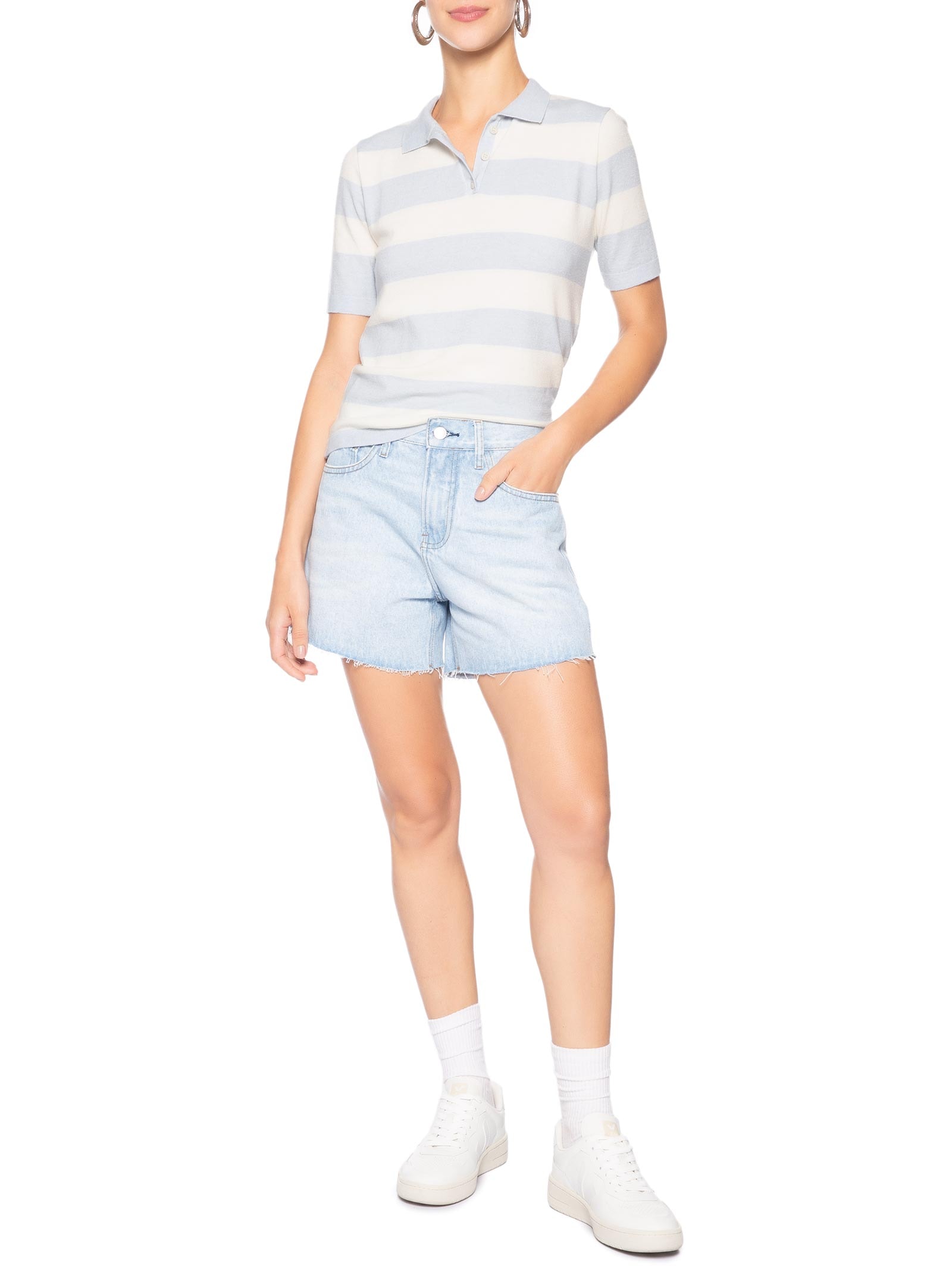Shorts Feminino Jeans Boy Barras A Fio Azul Calvin Klein Jeans