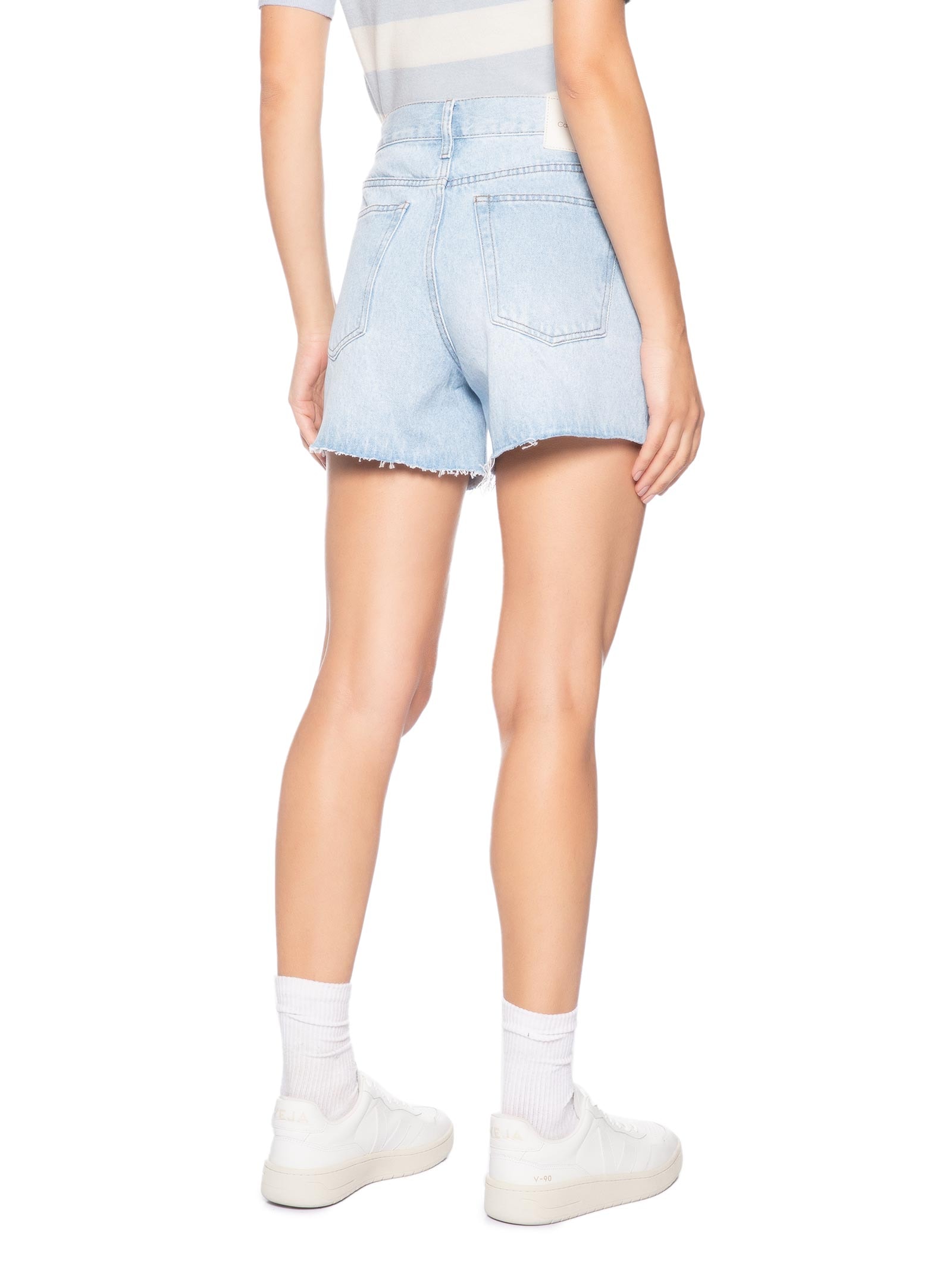 Shorts Feminino Jeans Boy Barras A Fio Azul Calvin Klein Jeans
