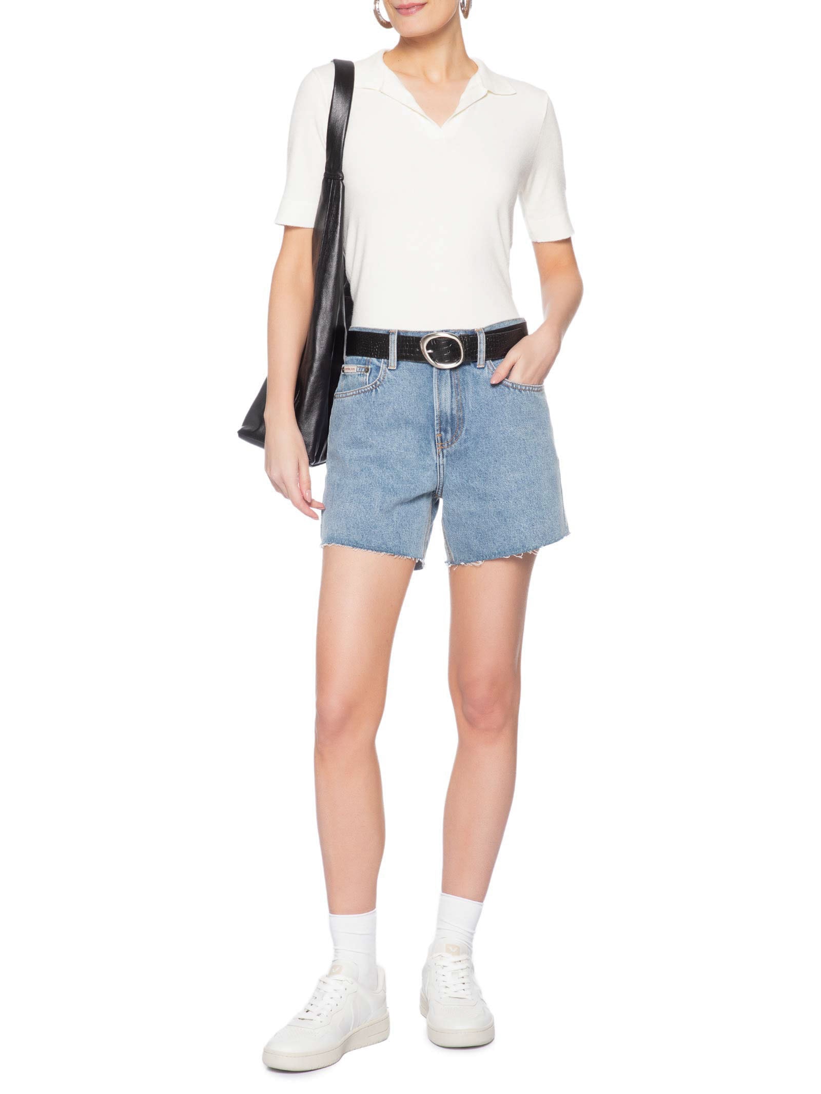 Shorts Jeans Feminino Boy Barras a Fio – Azul Calvin Klein Jeans