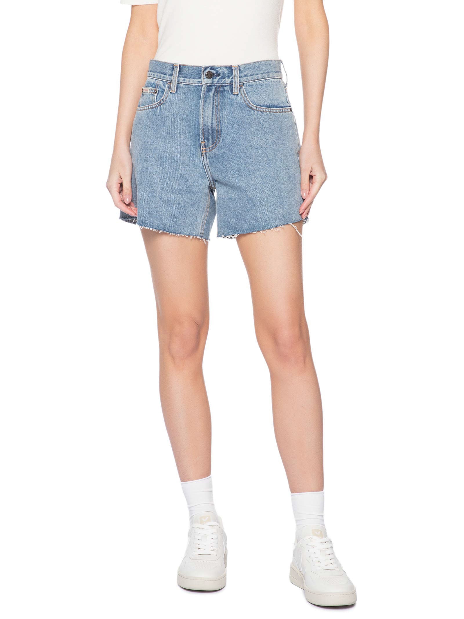 Shorts Jeans Feminino Boy Barras a Fio – Azul Calvin Klein Jeans