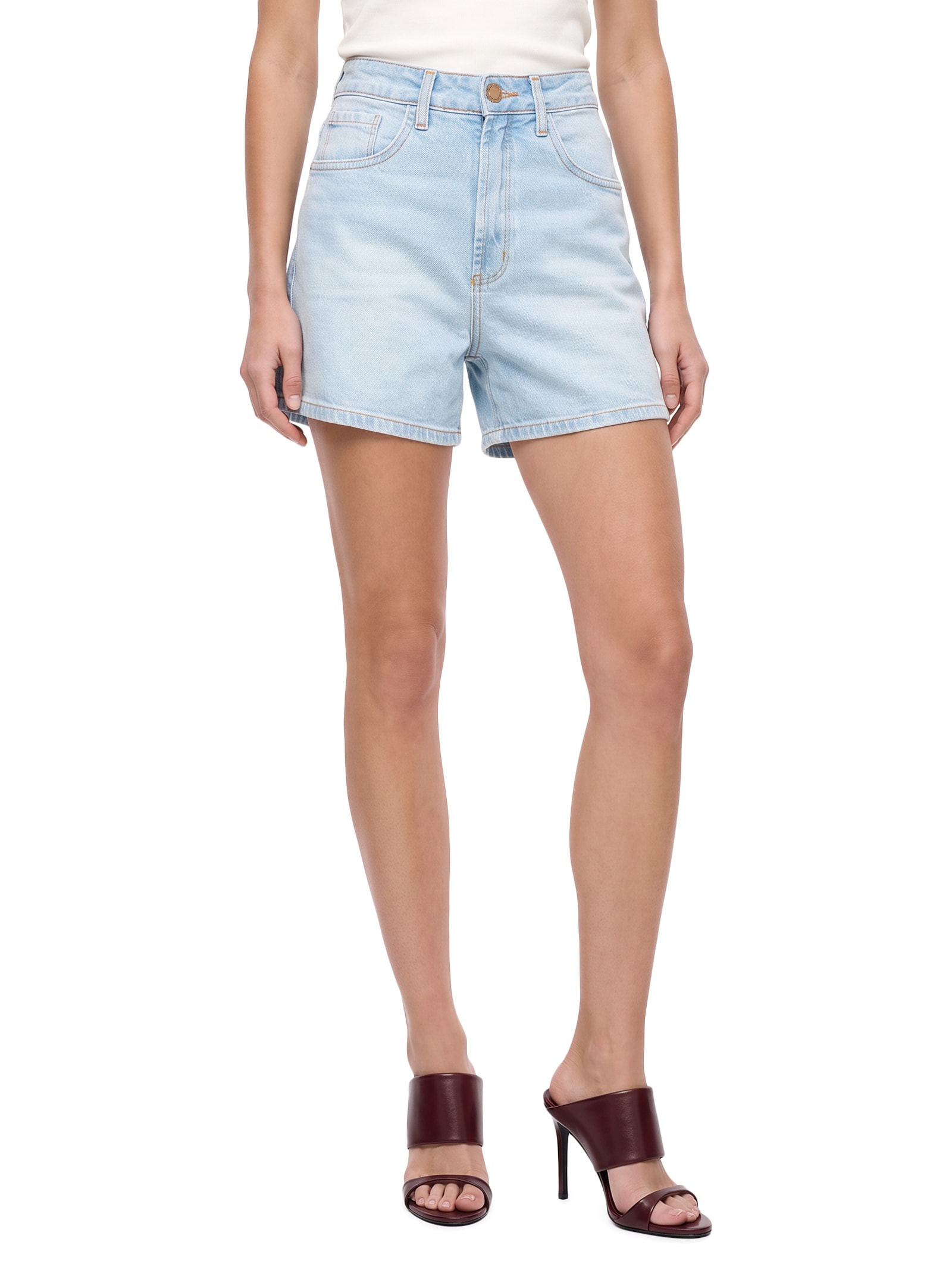Shorts Jeans Feminino Comfort Cintura Média Azul Lança Perfume