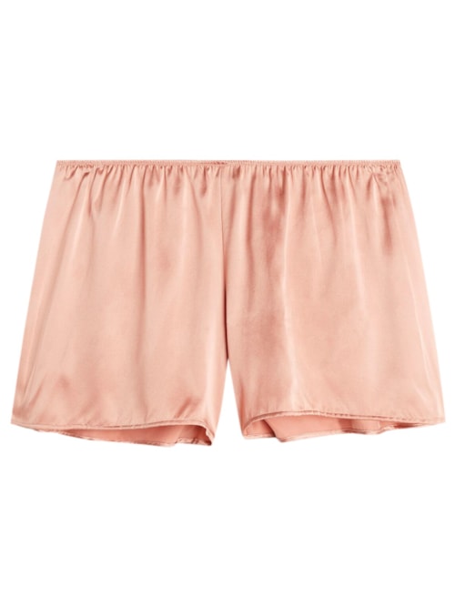 Shorts Liso De Cetim De Seda – Rosa