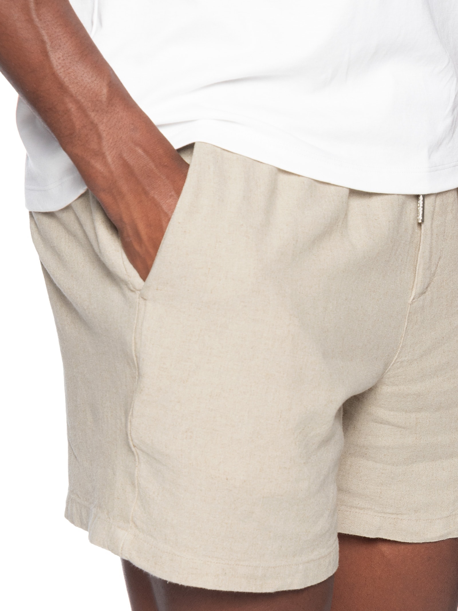 Shorts Masculino Casual Linho Plus Bege Reserva