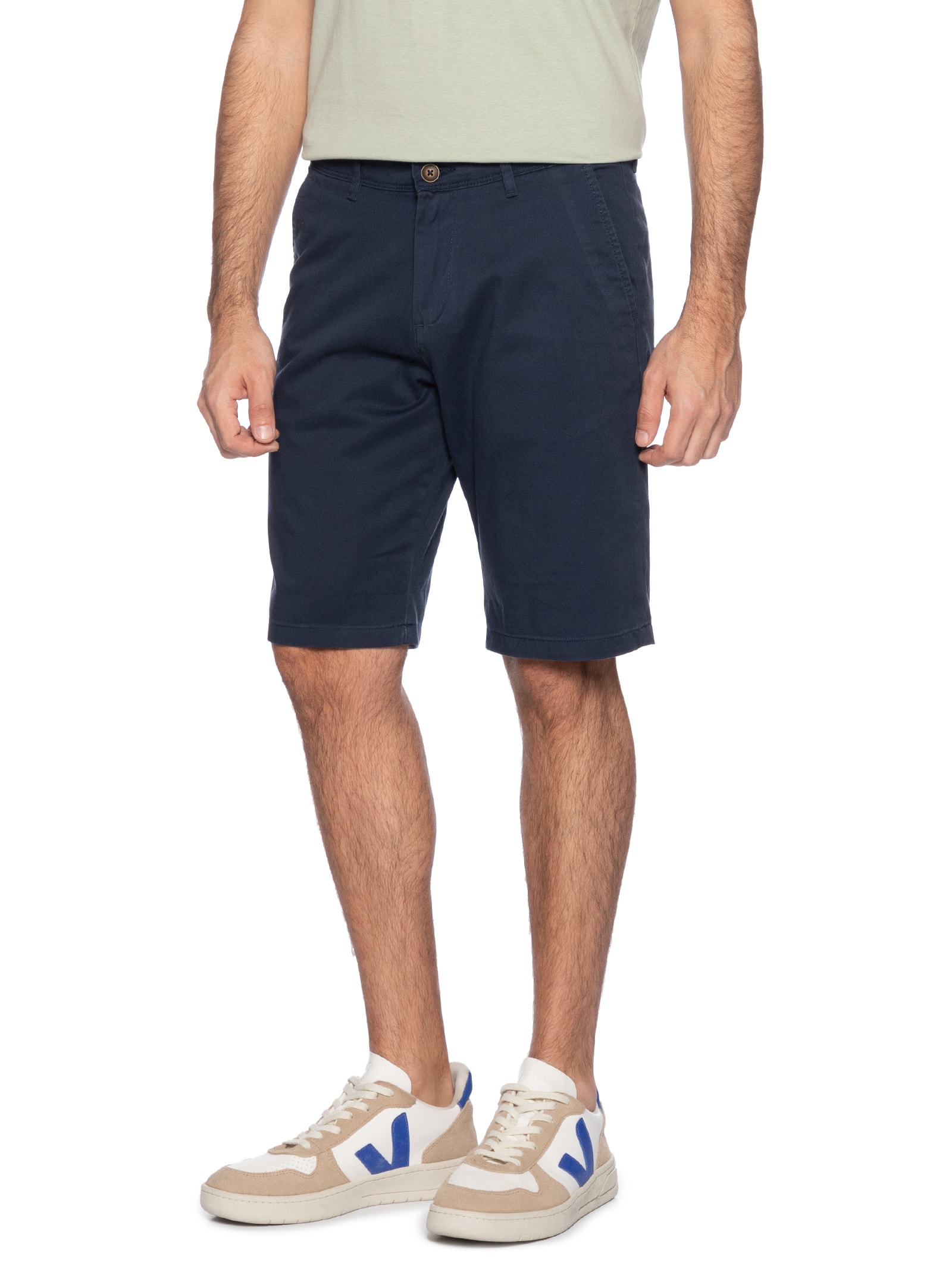 Shorts Masculino Chino Regular Fit Algodão Azul Jack & Jones