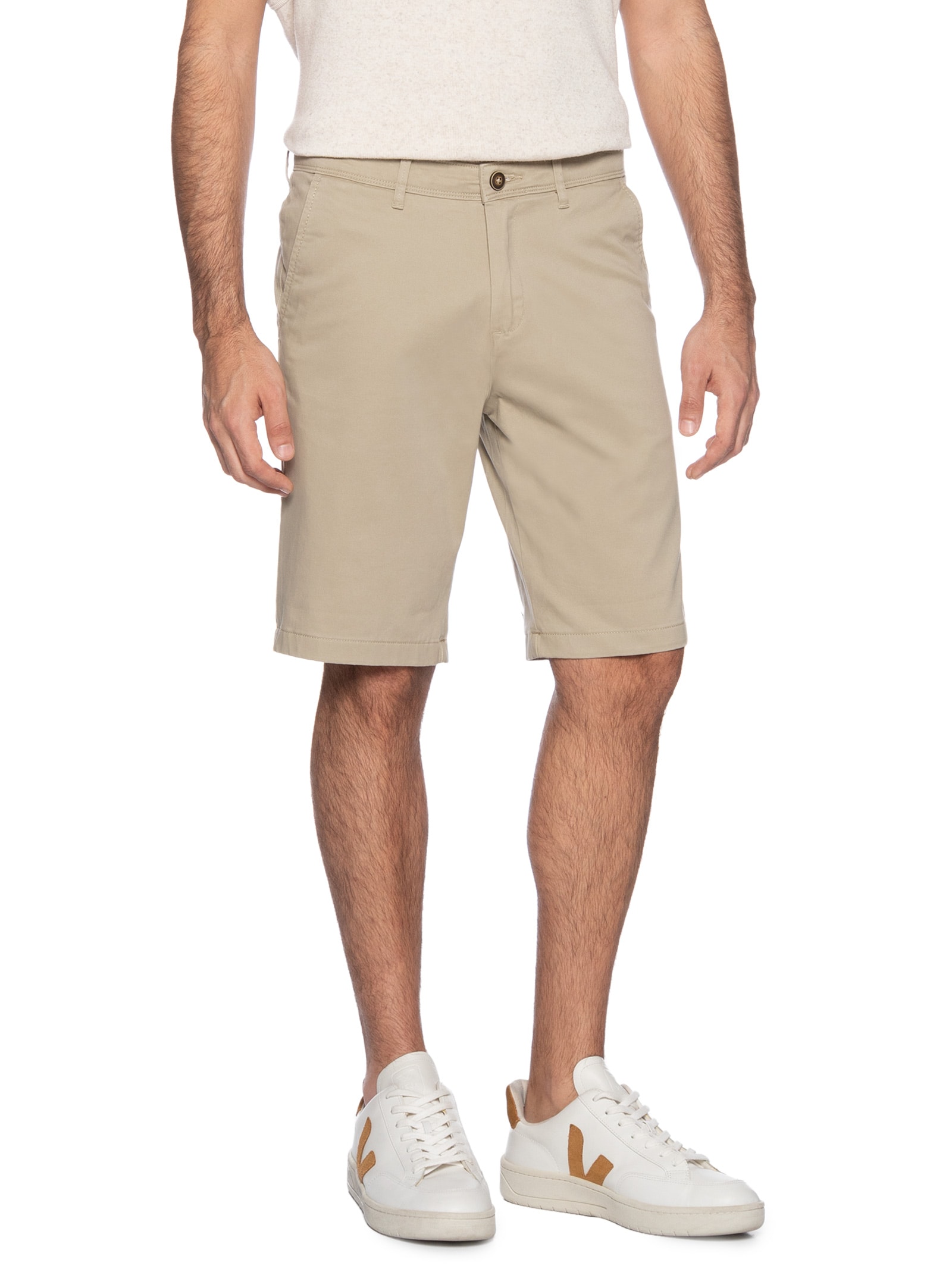 Shorts Masculino Chino Regular Fit Algodão Orgânico Bege Jack & Jones