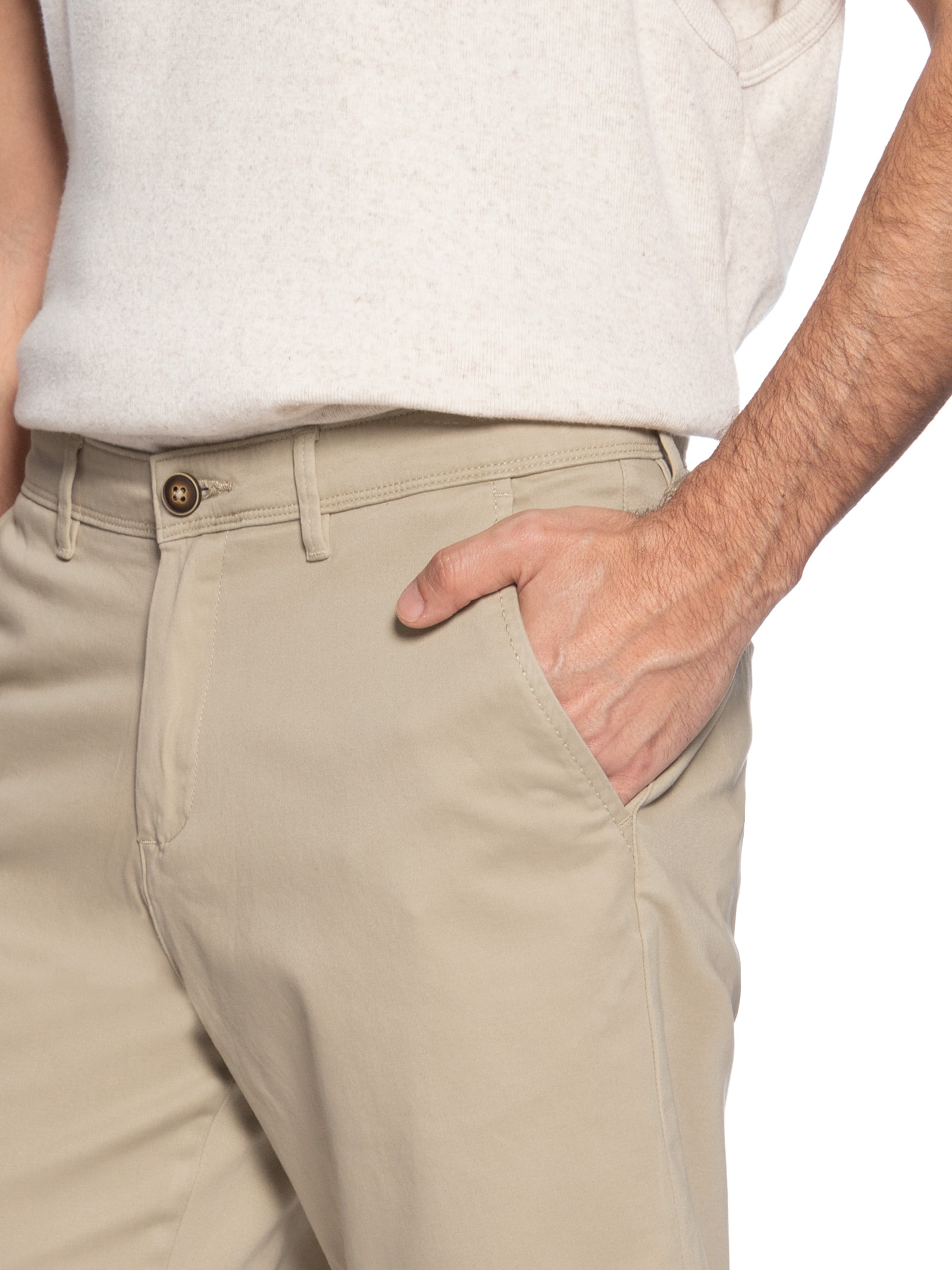 Shorts Masculino Chino Regular Fit Algodão Orgânico Bege Jack & Jones