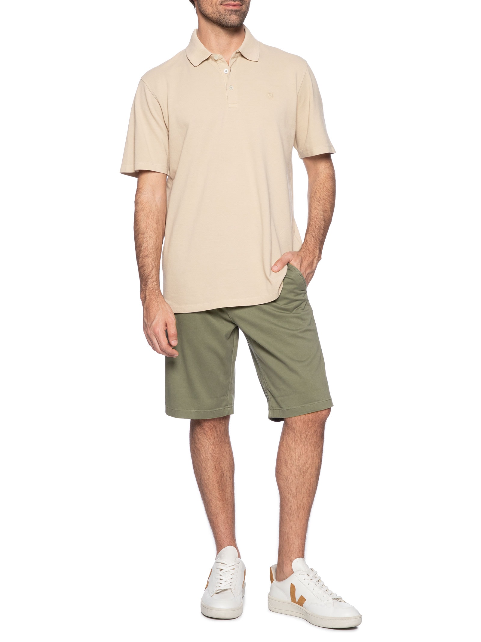 Shorts Masculino Chino Regular Fit Algodão Orgânico Verde Jack & Jones