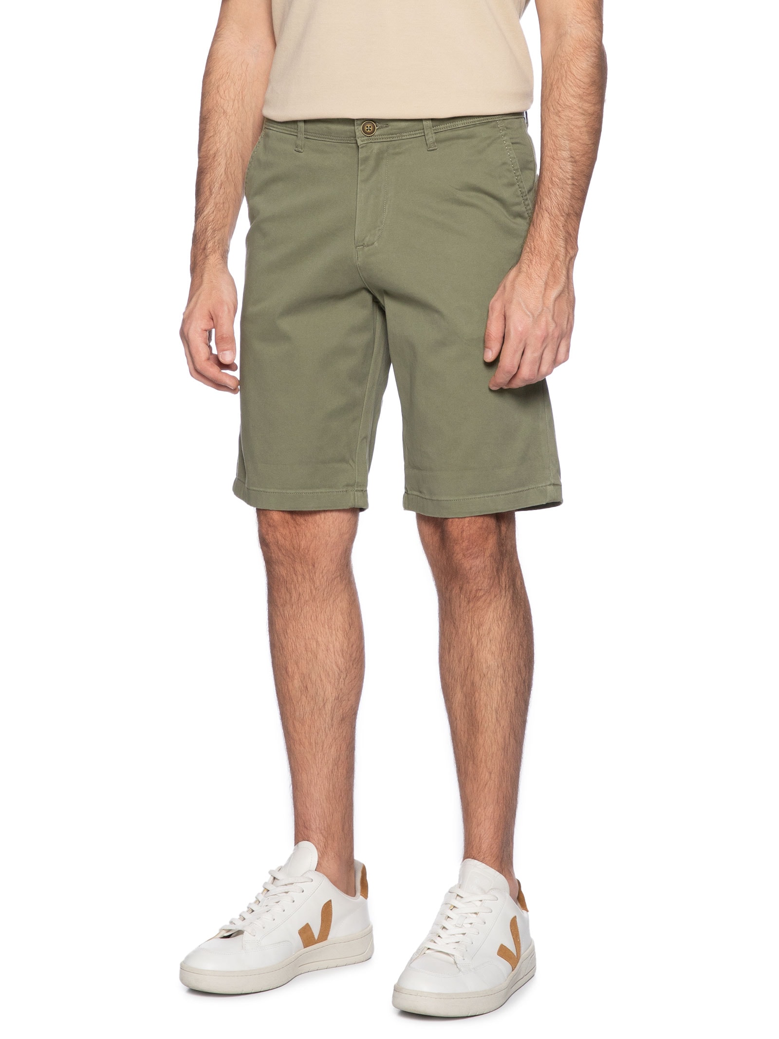 Shorts Masculino Chino Regular Fit Algodão Orgânico Verde Jack & Jones
