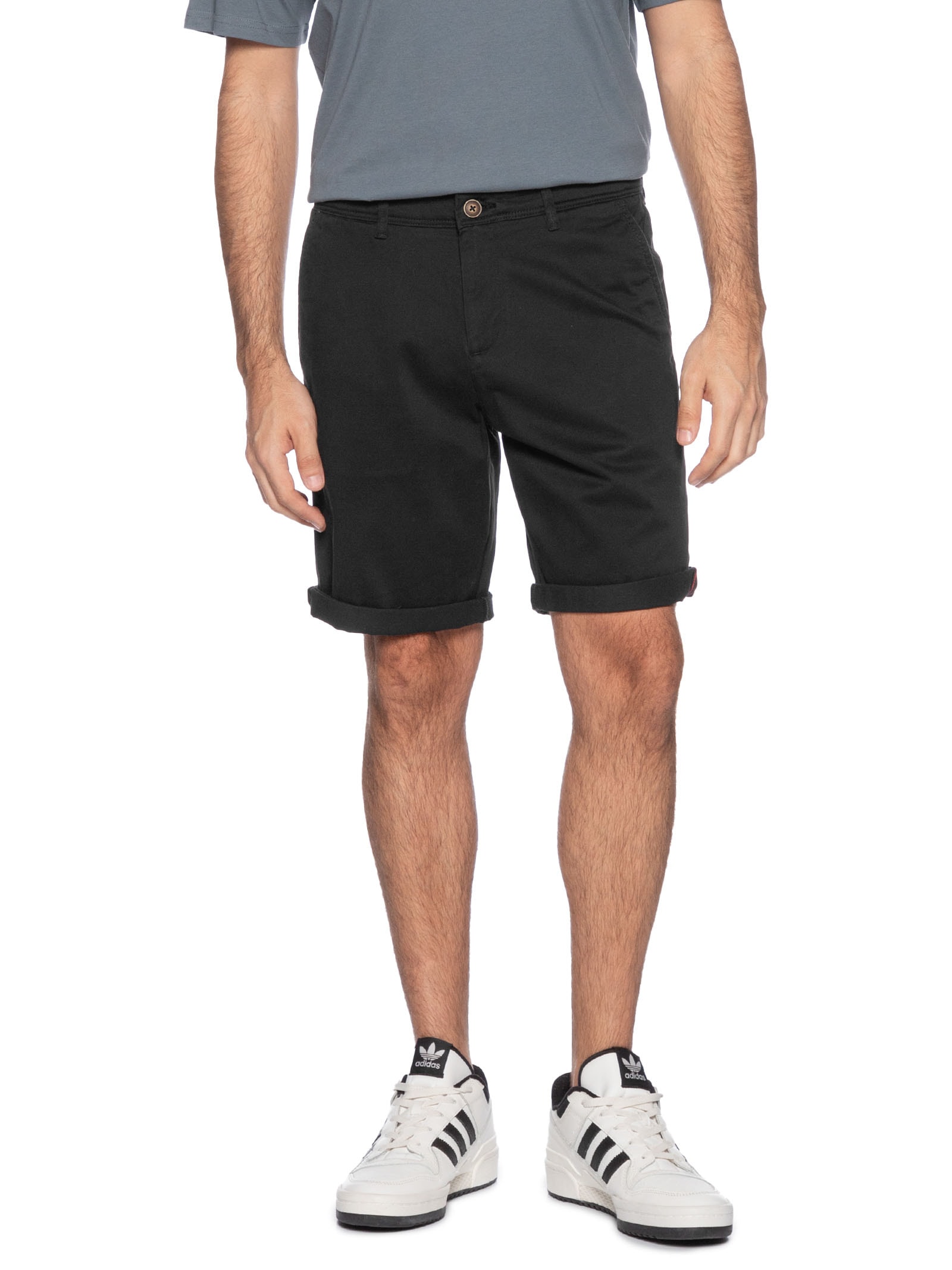 Shorts Masculino Chino Regular Fit Algodão Preto Jack & Jones